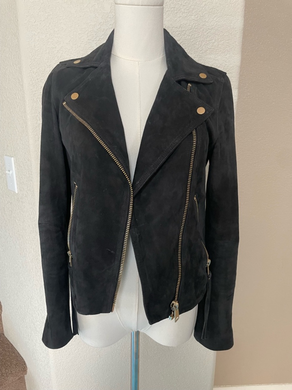 AllSaints | The Dalby Biker | Pristine Midnight Suede - Picture 2 of 10